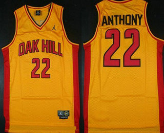 Men's Oak Hill Academy High School #22 Carmelo Anthony Yellow Soul Swingman Basketball Jersey