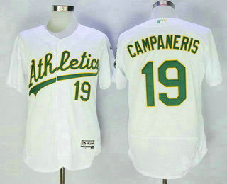 Men's Oakland Athletics #19 Bert Campy Campaneris Retired White Stitched MLB 2016 Majestic Flex Base Jersey