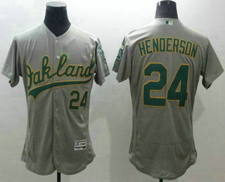 Men's Oakland Athletics #24 Rickey Henderson Grey Flexbase 2016 MLB Player Jersey