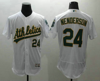 Men's Oakland Athletics #24 Rickey Henderson White Flexbase 2016 MLB Player Jersey