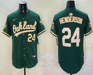 Men's Oakland Athletics #24 Ricky Henderson Green 2024 Limited With Patch Stitched Jersey