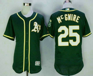 Men's Oakland Athletics #25 Mark Mcgwire Retired Green Stitched MLB 2016 Majestic Flex Base Jersey