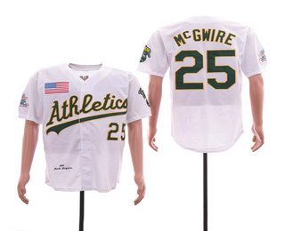 Men's Oakland Athletics #25 Mark Mcgwire White 1989 World Series Throwback Cooperstown Collection Stitched MLB Mitchell & Ness Jersey