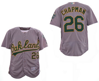 Men's Oakland Athletics #26 Matt Chapman Gray Road Stitched MLB Flex Base Jersey