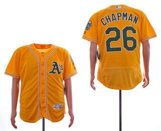 Men's Oakland Athletics #26 Matt Chapman Yellow Alternate Stitched MLB Flex Base Jersey