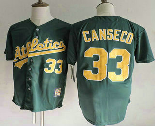 Men's Oakland Athletics #33 Jose Canseco 1997 Majestic Throwback Green Baseball Jersey size S-3XL