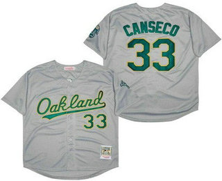 Men's Oakland Athletics #33 Jose Canseco Gray Throwback Jersey