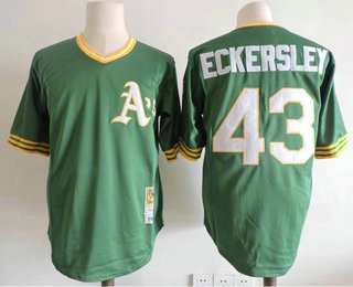 Men's Oakland Athletics #43 Dennis Eckersley Green 1989 Mitchell & Ness Throwback Jersey