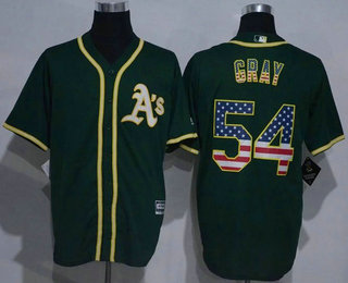 Men's Oakland Athletics #54 Sonny Gray Green USA Flag Fashion MLB Baseball Jersey