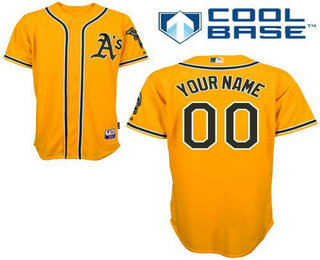 Men's Oakland Athletics Customized Yellow Jersey