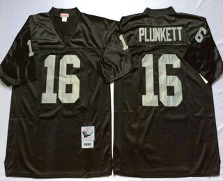 Men's Oakland Raiders #16 Jim Plunkett Black Throwback Jersey by Mitchell & Ness