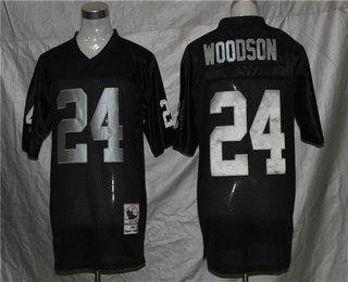 Men's Oakland Raiders #24 Charles Woodson Black Throwback Jersey by Mitchell & Ness