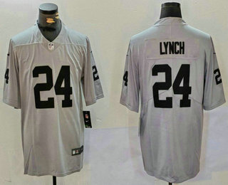 Men's Oakland Raiders #24 Marshawn Lynch Nike Grey Gridiron Vapor Limited Jersey