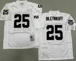 Men's Oakland Raiders #25 Fred Biletnikoff White Throwback Jersey