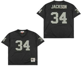 Men's Oakland Raiders #34 Bo Jackson Black 1990 Throwback Jersey