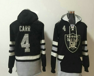 Men's Oakland Raiders #4 Derek Carr NEW Black Pocket Stitched NFL Pullover Hoodie