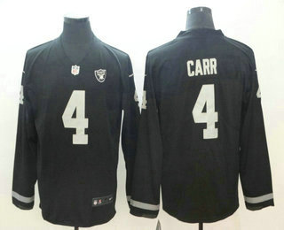 Men's Oakland Raiders #4 Derek Carr Nike Black Therma Long Sleeve Limited Jersey