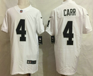 Men's Oakland Raiders #4 Derek Carr White 2017 Vapor Untouchable Stitched NFL Nike Elite Jersey