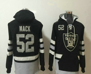 Men's Oakland Raiders #52 Khalil Mack NEW Black Pocket Stitched NFL Pullover Hoodie