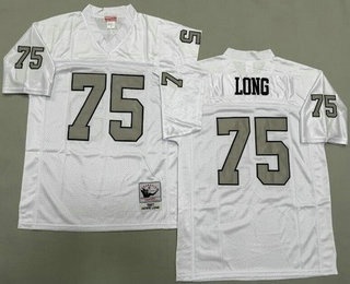 Men's Oakland Raiders #75 Howie Long White Sliver 1987 Throwback Jersey