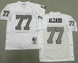 Men's Oakland Raiders #77 Lyle Alzado White Sliver 1984 Throwback Jersey
