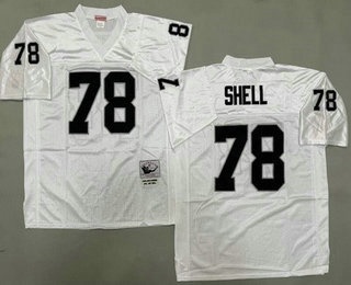 Men's Oakland Raiders #78 Art Shell White Throwback Jersey