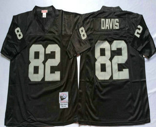 Men's Oakland Raiders #82 Jordy Nelson Black Throwback Jersey by Mitchell & Ness