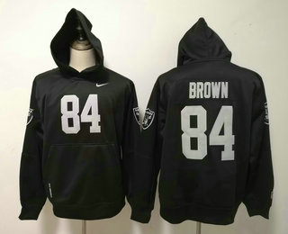 Men's Oakland Raiders #84 Antonio Brown Black All Stitched Hooded Sweatshirt