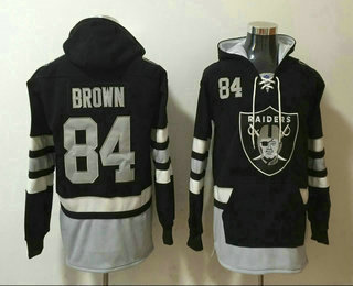 Men's Oakland Raiders #84 Antonio Brown NEW Black Pocket Stitched NFL Pullover Hoodie