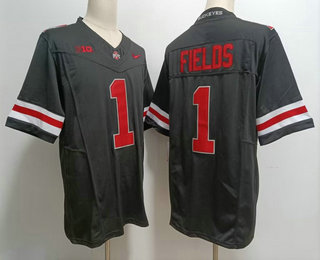 Men's Ohio State Buckeyes #1 Justin Fields Blackout FUSE College Football Jersey