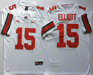 Men's Ohio State Buckeyes #15 Ezekiel Elliott White 2017 Vapor Untouchable Stitched Nike NCAA Jersey