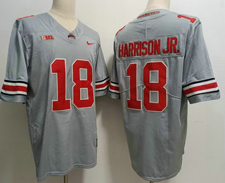 Men's Ohio State Buckeyes #18 Marvin Harrison Jr Gray FUSE College Football Jersey