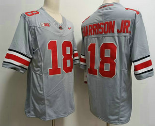 Men's Ohio State Buckeyes #18 Marvin Harrison Jr Grey FUSE College Football Jersey