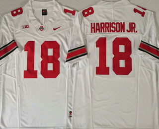 Men's Ohio State Buckeyes #18 Marvin Harrison Jr White FUSE College Football Jersey