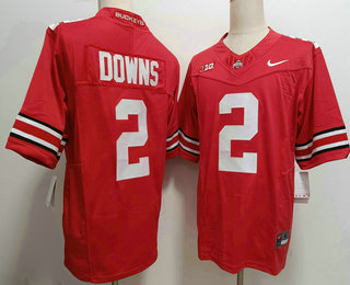 Men's Ohio State Buckeyes #2 Caleb Downs Red FUSE College Stitched Jersey