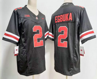 Men's Ohio State Buckeyes #2 Emeka Egbuka Blackout FUSE College Football Jersey