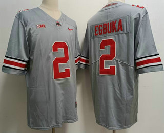 Men's Ohio State Buckeyes #2 Emeka Egbuka Gray FUSE College Football Jersey