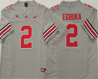 Men's Ohio State Buckeyes #2 Emeka Egbuka Grey FUSE College Football Jersey