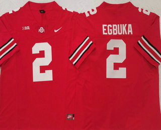 Men's Ohio State Buckeyes #2 Emeka Egbuka Red FUSE College Stitched Jersey