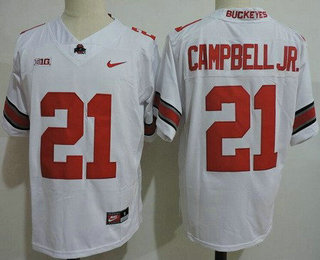 Men's Ohio State Buckeyes #21 Parris Campbell Jr White College Football Jersey