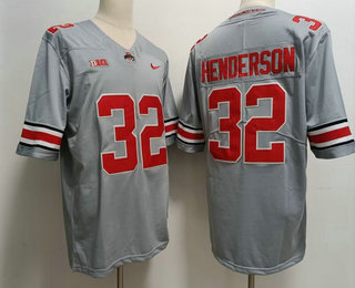 Men's Ohio State Buckeyes #32 TreVeyon Henderson Grey FUSE College Football Jersey