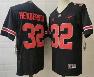 Men's Ohio State Buckeyes #32 TreVeyon Henderson Limited Blackout College Football Jersey