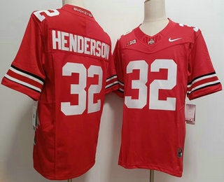 Men's Ohio State Buckeyes #32 TreVeyon Henderson Red FUSE College Football Jersey