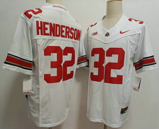 Men's Ohio State Buckeyes #32 TreVeyon Henderson White FUSE College Football Jersey