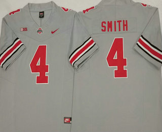 Men's Ohio State Buckeyes #4 Jeremiah Smith Grey FUSE College Stitched Jersey