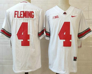 Men's Ohio State Buckeyes #4 Julian Fleming White College Football Jersey