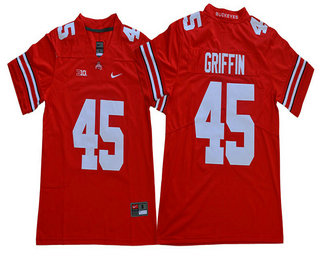 Men's Ohio State Buckeyes #45 Archie Griffin Red Stitched College Football Nike NCAA Jersey