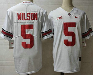 Men's Ohio State Buckeyes #5 Garrett Wilson White College Football Jersey