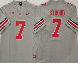 Men's Ohio State Buckeyes #7 CJ Stroud Grey FUSE College Stitched Jersey