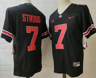 Men's Ohio State Buckeyes #7 CJ Stroud Limited Blackout College Football Jersey